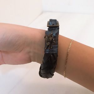 Beautiful Burberry Dark Navy Blue Leather Bracelet
